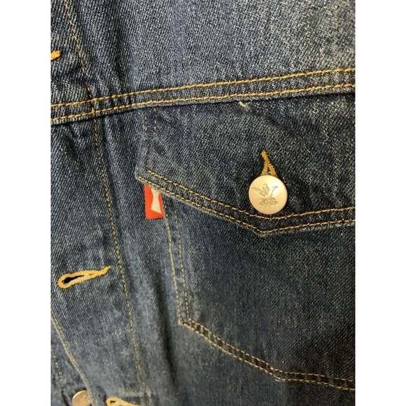 New Budweiser Denim Men’s Sz L‎ Blue Trucker Button Jean Logo Jacket NWT - Picture 5 of 11